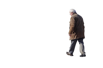 Fototapeta premium Older Adult Walking Across a Pedestrian Lane Isolated on Transparent Background