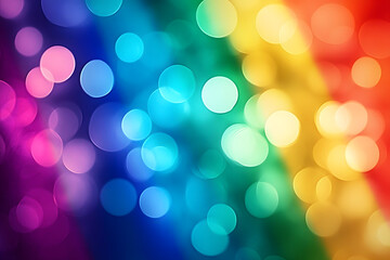 Fototapeta premium A rainbow bokeh abstract background with a queer or LGBT theme for Pride, LGBT History month or coming out day, Find a Rainbow Day