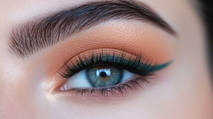 Fototapeta premium Beautiful close-up of an eye with artistic makeup and lashes.