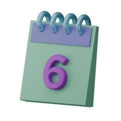sixth 6 day, calendar 3d icon 