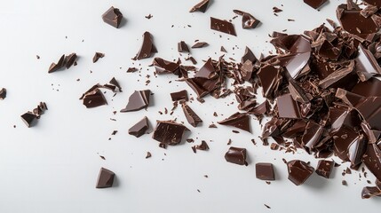 Broken chocolate pieces. Generative AI