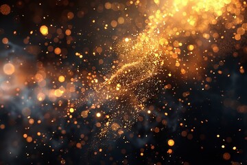 Golden Glitter Explosion in 4k Resolution on Black Background