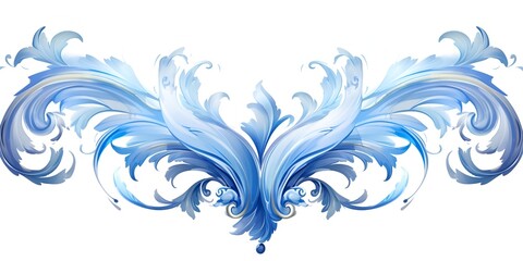  Blue Baroque Frame with Acanthus Leaves Isolated on White Background