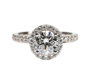 Stunning diamond engagement ring with halo setting, showcasing brilliance and elegance. Perfect for symbolizing love and commitment