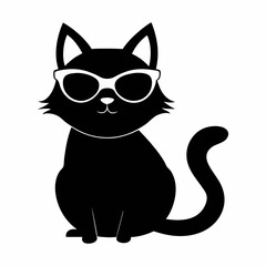 vector-silhouette-of a cat wearing sunglasses silt