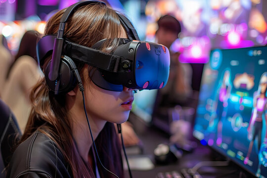AFRICAN AMERICAN GAMER IMMERSING IN VR EXPERIENCE TO DISCUSS EMOTIONS WITH HOLOGRAPHIC TEAMMATES IN META UNIVERSE GAMING TOURNAMENT