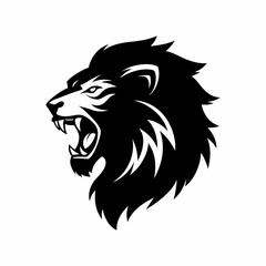 vector-silhouette-of--roaring lion head vector Des