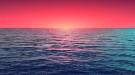 Obraz premium Pink Sunset Over Calm Ocean Waves