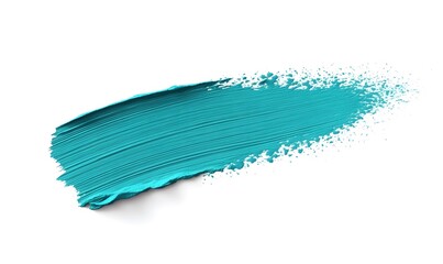 Teal paint stroke, white background, texture, design element