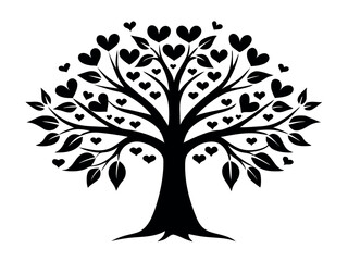 Obraz premium Magical tree with heart shaped leaves glowing