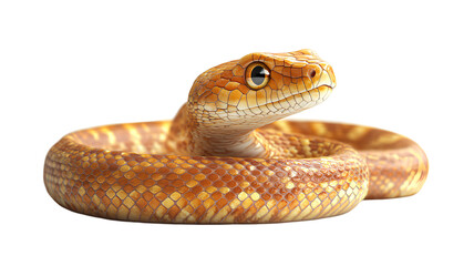 yellow snake isolated on  transparent background