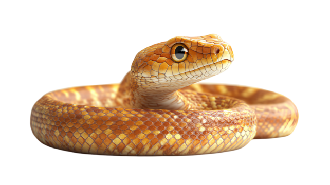 yellow snake isolated on  transparent background