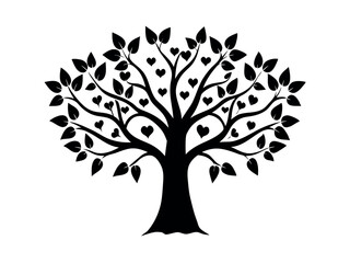 Fototapeta premium Magical tree with heart shaped leaves glowing