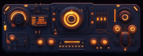 Fototapeta premium Modern tech interface with glowing buttons and futuristic design.