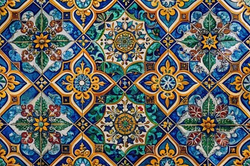 Abstract Ceramic Tile Pattern: Vertical Close-Up Aerial View