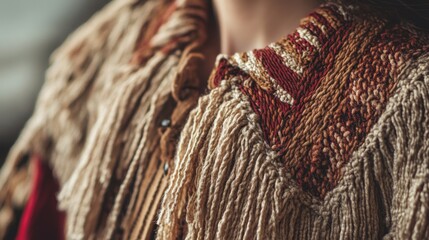 Close-up of textured traditional garment showcasing intricate details.