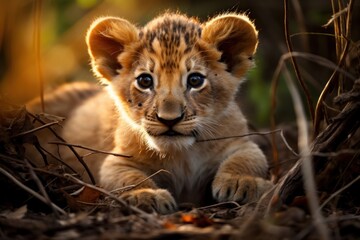 Obraz premium Baby lion wildlife animal mammal