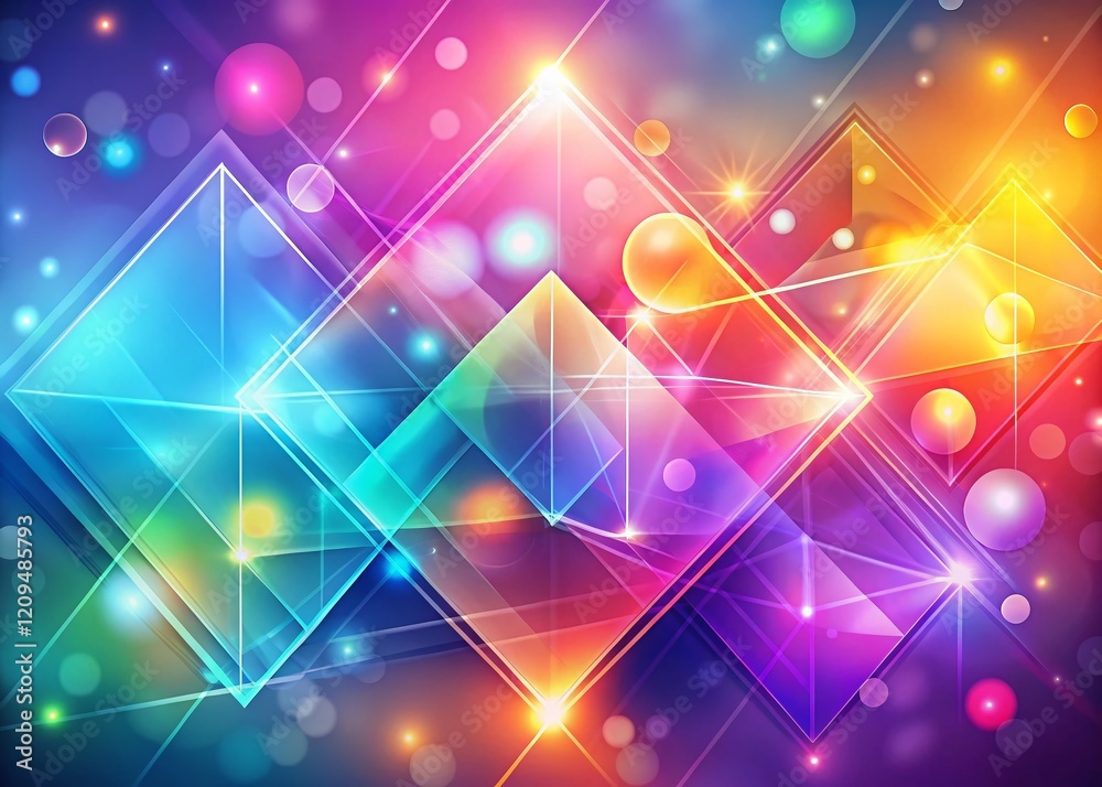 Poster abstract gradient tech background: geometric shapes with bokeh effect