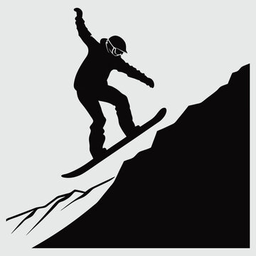 recommend clip art: Snowboarder in action silhouette vector design art and illustration