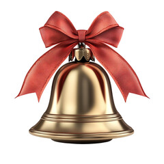 Golden Bell with Red Bow Festive Holiday Decoration