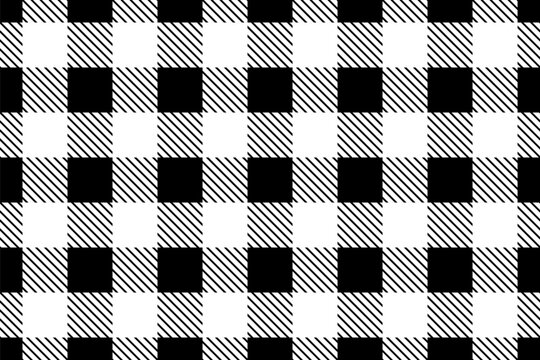 Seamless black and white gingham pattern. Seamless vector gingham black check pattern. Classic black and white seamless shepherds check textile pattern