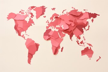 World map paper art topography