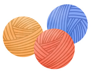 レッドとオレンジとブルーの三色の毛糸のイラスト
