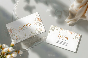 Spa Salon logo mockup and business card template, elegant minimalist design. Generative Ai.