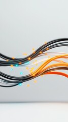 Obraz premium Colorful Wires with Lights on a Minimalist Background