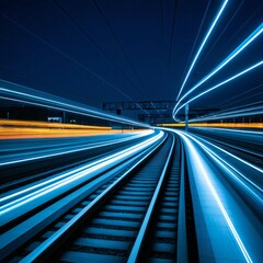 High-Speed Train at Night