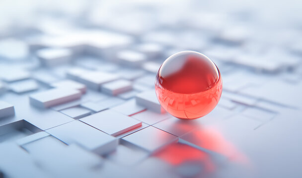 A sleek red navigation pin positioned on a stylized digital landscape, representing cutting-edge location tracking technology.