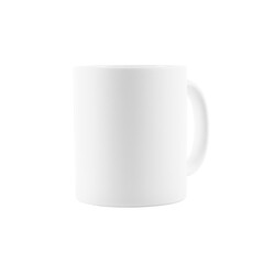 One blank ceramic mug isolated on white. Mockup for design
