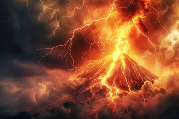 Volcano lightning thunderstorm backgrounds