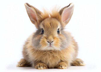 Obraz premium Adorable Fluffy Bunny Rabbit Isolated on White Background - Perfect for Easter & Spring Designs