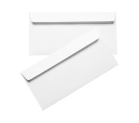 Envelopes isolated on white, top view. Mockup for design