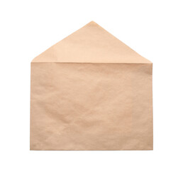 Envelope isolated on white, top view. Mockup for design
