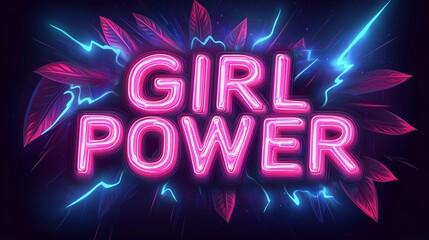 Neon signage  GIRL POWER Women's Day Women Power 8 March