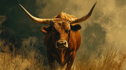 Longhorn steer proud symbol. Generative AI