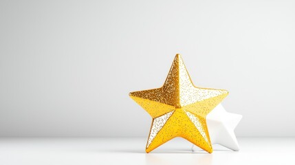 Obraz premium Gold and white stars on white background; success concept