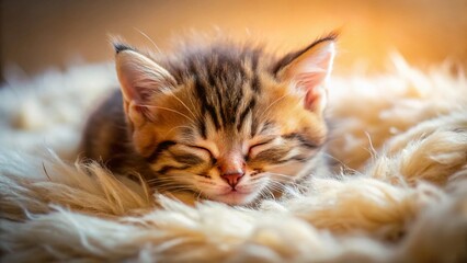Adorable Kitten Sleeping Soundly, High-Resolution Stock Photo