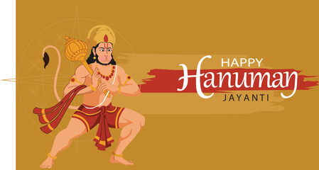 Happy Hanuman Jayanti Greeting with Dynamic Lord Hanuman Artwork