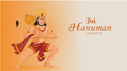 Jai Hanuman Jayanti Greeting with Radiant Lord Hanuman Artwork