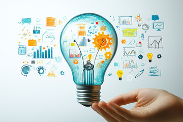 Ai generates innovative business insights through data visualization in a creative workspace environment