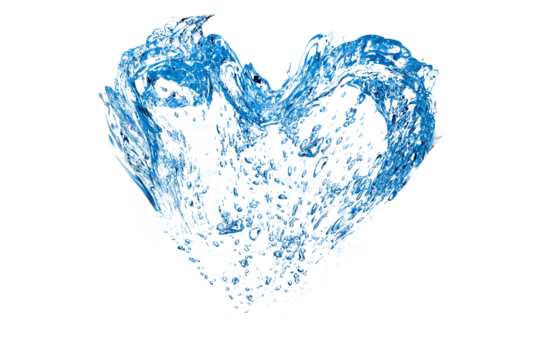 heart-shaped water on a transparent background
