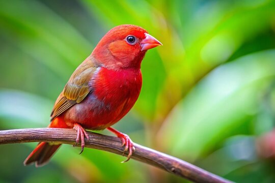 Adorable Red-billed Fire Finch (Amadina erythrocephala) Miniature Tilt-Shift Photography