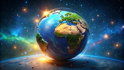 Fototapeta premium Adorable Rotating Earth Globe in Low Light, Night Sky Background
