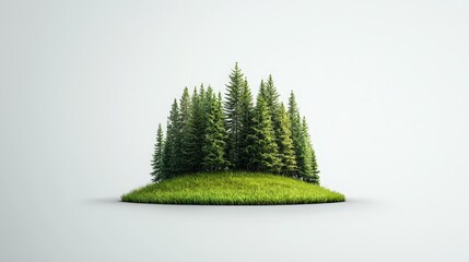 Isolated Forest on a Green Island Landscape