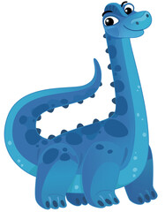 cartoon scene with happy prehistoric animal brontosaurus diplodocus dino dinosaur smiling and walking isolated on white background illustration for kids © honeyflavour