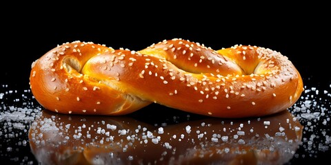 A fresh, soft pretzel with salt on top, isolated on a white background. Clipart illustration, high