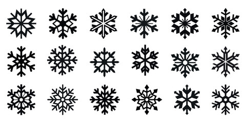 Vector set of snowflakes in flat style on white background. 